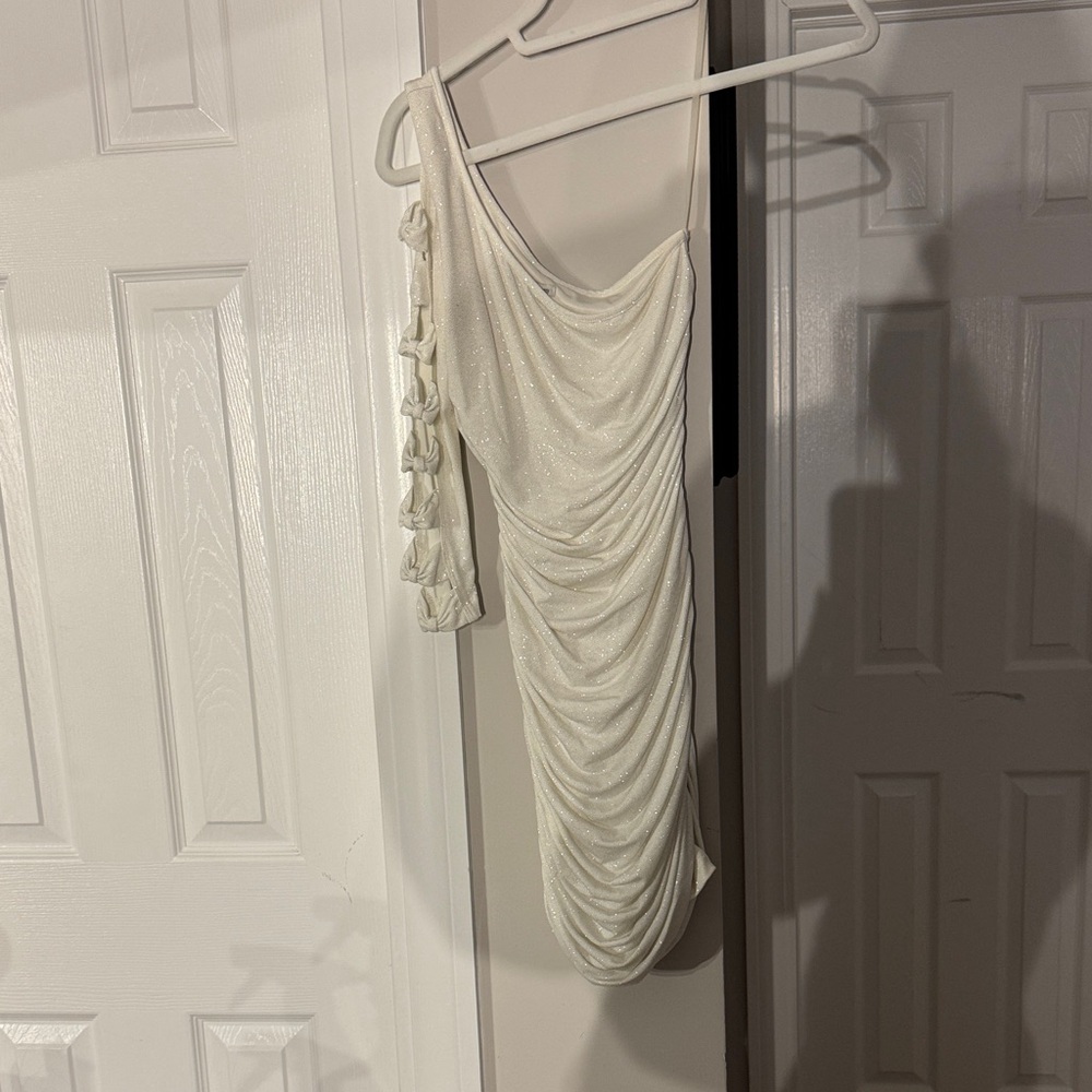Charlotte Russe One-Shoulder White Draped Dress